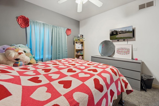 11613 Butler Rd, Willis, MI 48191 - bedroom featuring a ceiling fan, visible vents, and carpet flooring
