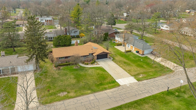 bird's eye view with a residential view