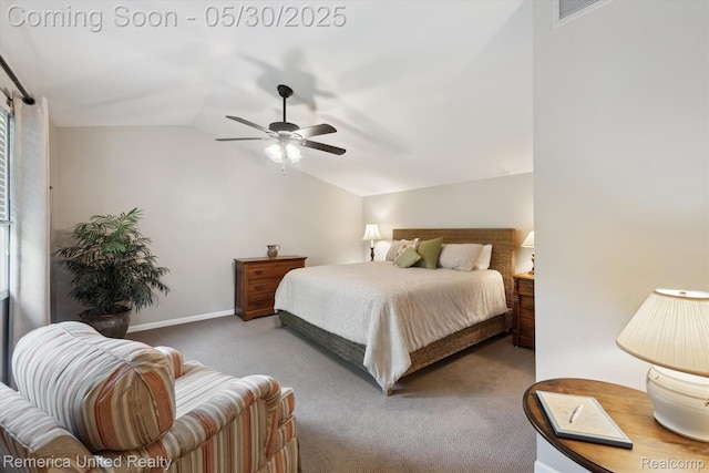 1317 Peppergrove Dr, Brighton, MI 48116 - carpeted bedroom featuring lofted ceiling and a ceiling fan