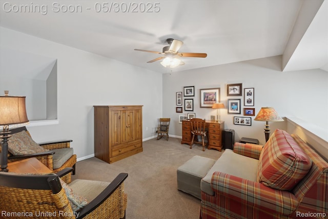 1317 Peppergrove Dr, Brighton, MI 48116 - carpeted living room with a ceiling fan and baseboards