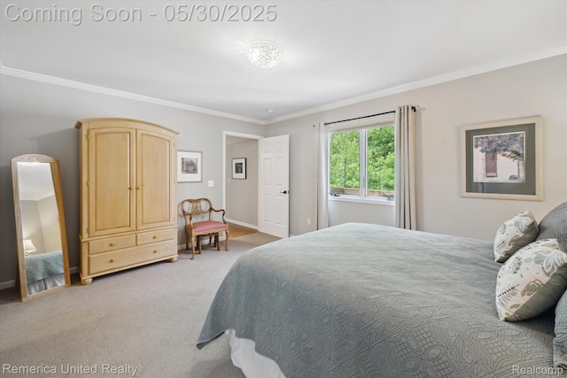 1317 Peppergrove Dr, Brighton, MI 48116 - bedroom featuring ornamental molding, light colored carpet, and baseboards