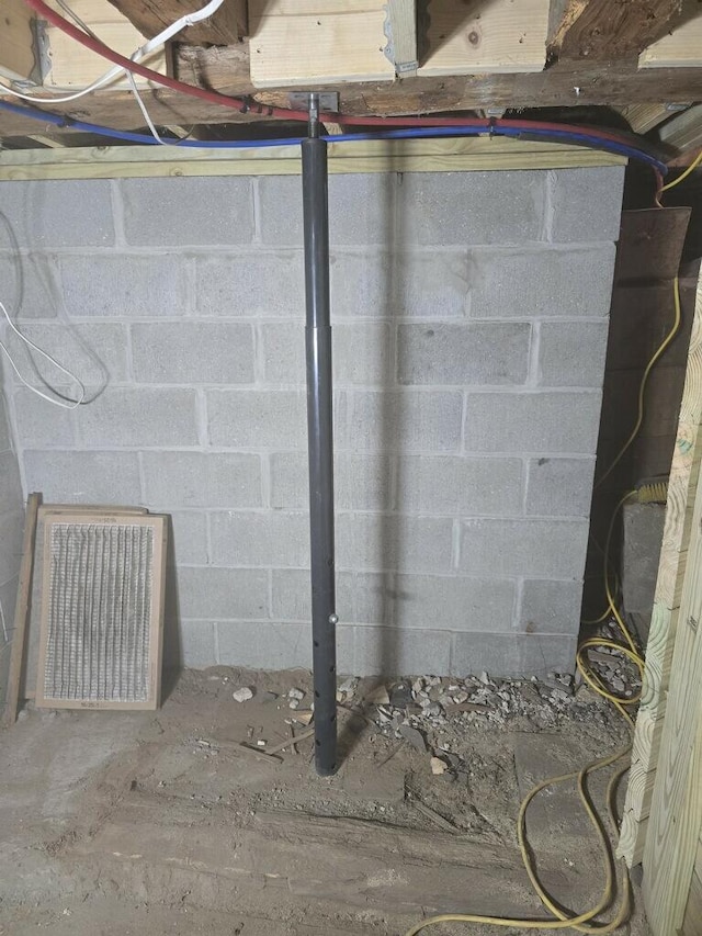 314 W Main, Whitehall, MI 49461 - unfinished basement with visible vents and concrete block wall