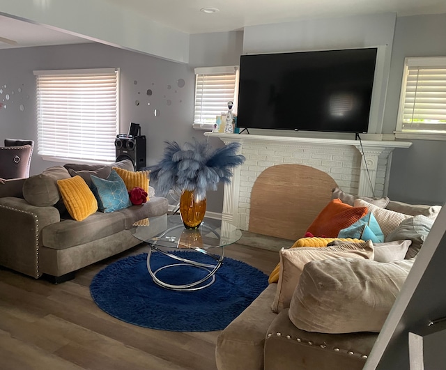 15425 Sorrento St, Detroit, MI 48227 - living room with wood finished floors and a fireplace