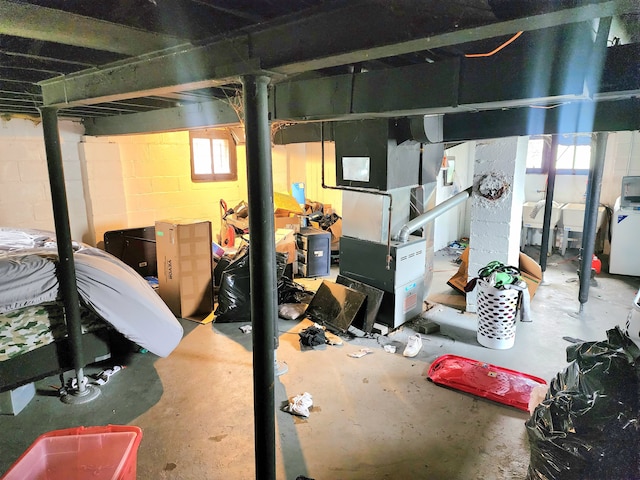 20117 Santa Rosa Dr, Detroit, MI 48221 - basement with heating unit and washer / clothes dryer