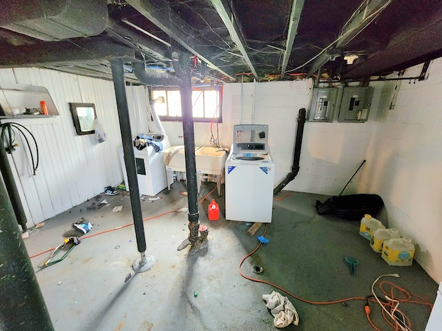 20117 Santa Rosa Dr, Detroit, MI 48221 - basement with washer / dryer and electric panel