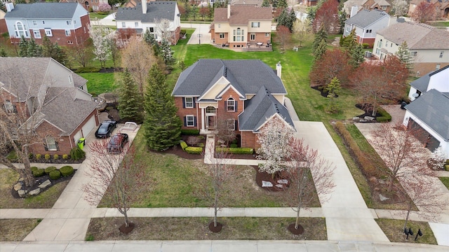 bird's eye view with a residential view