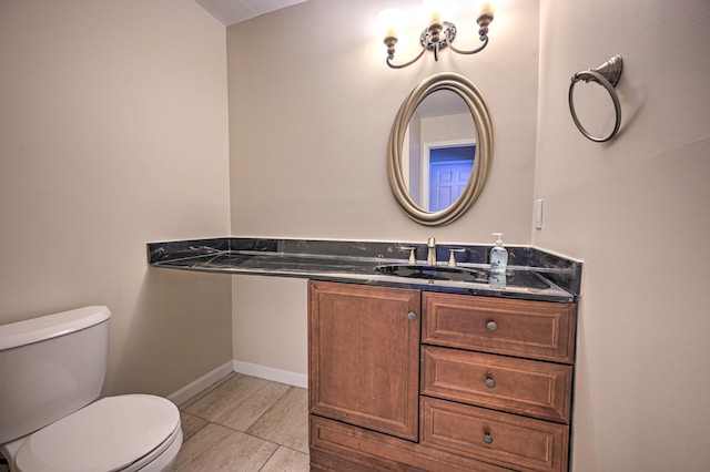 4238 Still Meadow Ln, West Bloomfield, MI 48323 - half bathroom featuring toilet, vanity, baseboards, and tile patterned flooring