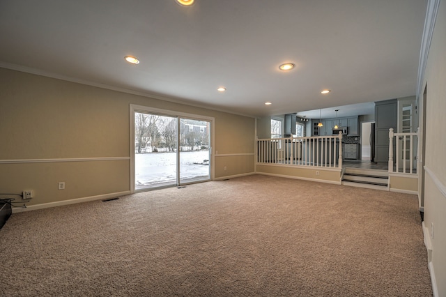 4238 Still Meadow Ln, West Bloomfield, MI 48323 - spare room with carpet floors, ornamental molding, baseboards, and recessed lighting