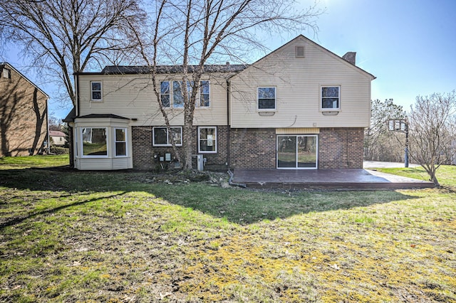 4238 Still Meadow Ln, West Bloomfield, MI 48323 - back of house with brick siding, a chimney, a yard, and a patio area