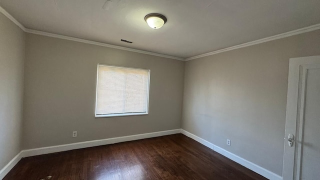 5051 Courville St, Detroit, MI 48224 - empty room with dark wood finished floors, baseboards, and ornamental molding