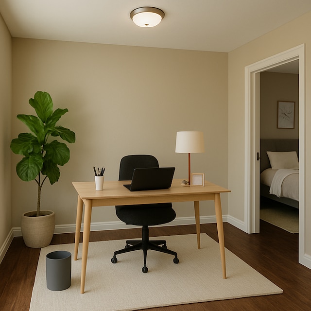 5051 Courville St, Detroit, MI 48224 - office featuring baseboards and dark wood-style floors