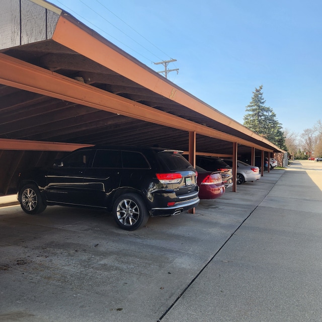 view of covered parking lot