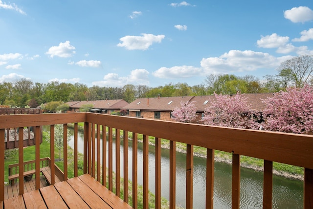 deck with a water view