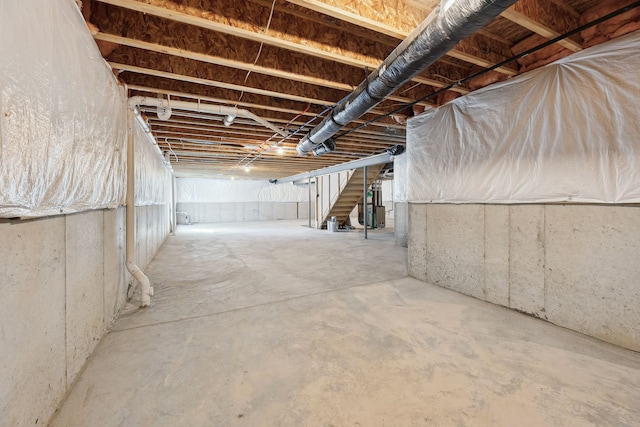 unfinished below grade area with stairs