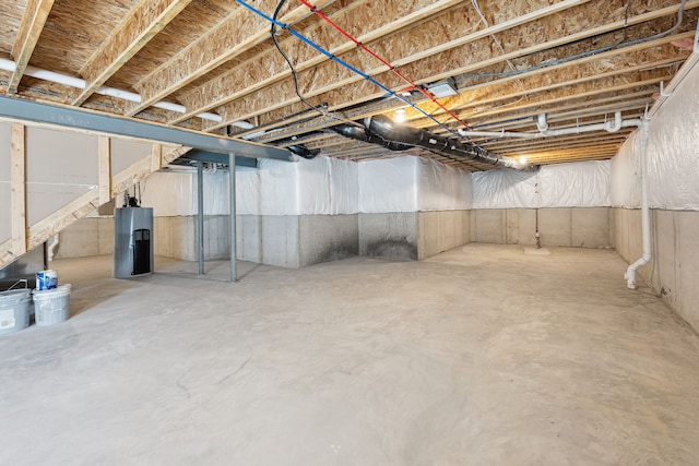 unfinished below grade area with water heater