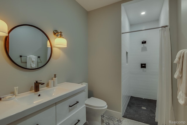 10630 Garr Rd, Berrien Springs, MI 49103 - bathroom featuring vanity, a tile shower, and tile patterned floors