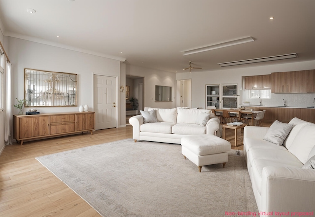 4302 Lake Dr, Beaverton, MI 48612 - living room with light wood-type flooring and recessed lighting