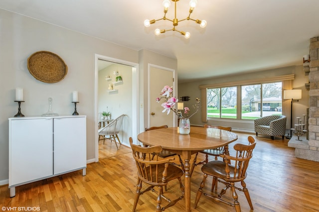 3105 Kevin St, Saint Joseph, MI 49085 - dining space with light wood-type flooring, baseboards, and a notable chandelier