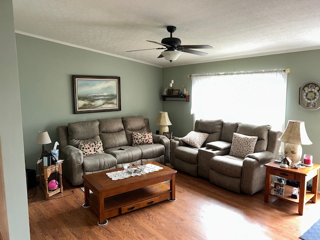 326 Basket Br, Oxford, MI 48371 - living area with wood finished floors, a textured ceiling, and ceiling fan