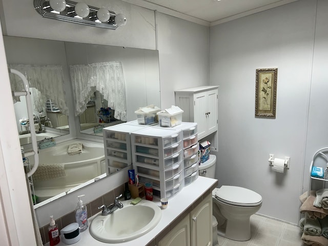 326 Basket Br, Oxford, MI 48371 - half bath featuring toilet, vanity, and ornamental molding