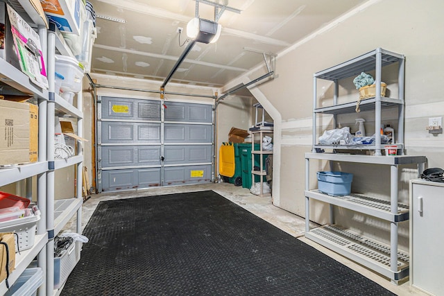 garage with a garage door opener