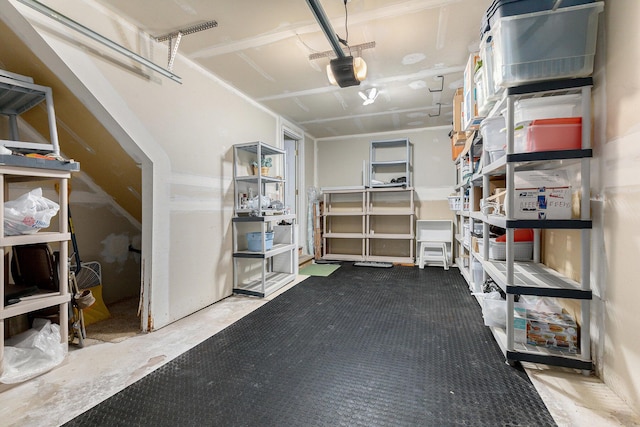 interior space with a garage door opener