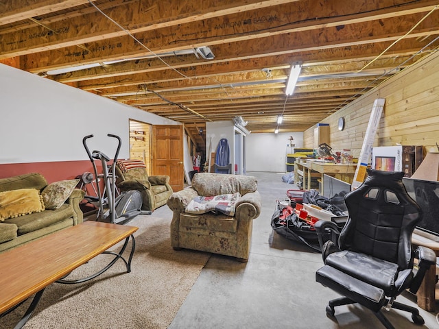 view of finished basement