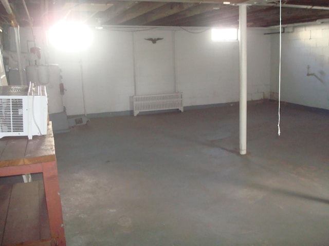 unfinished basement with radiator