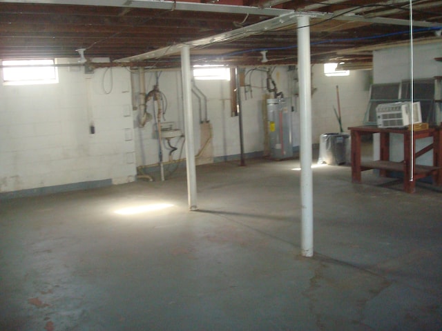 basement featuring water heater