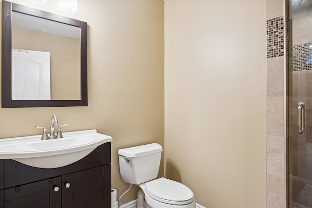 8504 Riverwalk Dr, Fenton, MI 48430 - full bathroom with toilet, a stall shower, baseboards, and vanity