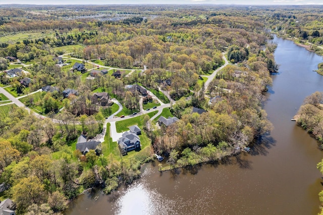 8504 Riverwalk Dr, Fenton, MI 48430 - aerial view of property's location with a nearby body of water and a forest