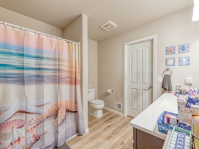 159 St Clair Cir, Brooklyn, MI 49230 - full bath featuring wood finished floors, visible vents, toilet, and vanity
