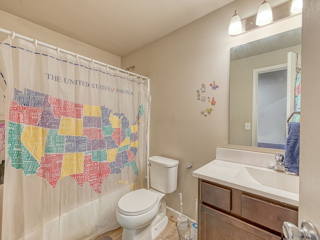 159 St Clair Cir, Brooklyn, MI 49230 - bathroom featuring tile patterned floors, vanity, shower / bath combination with curtain, baseboards, and toilet