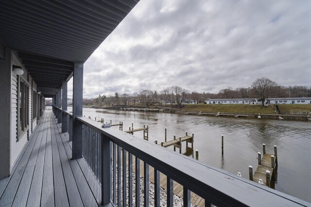 exterior space with a water view