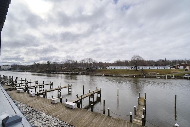 view of dock featuring a water view