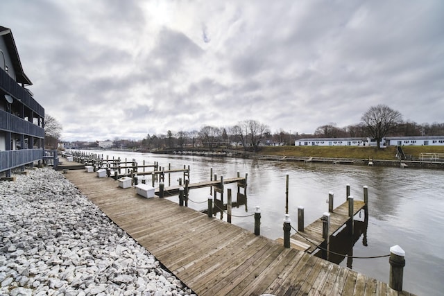 view of dock featuring a water view