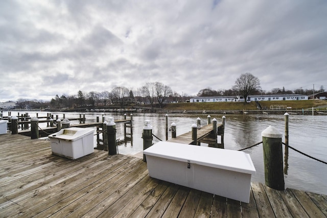 dock area featuring a water view