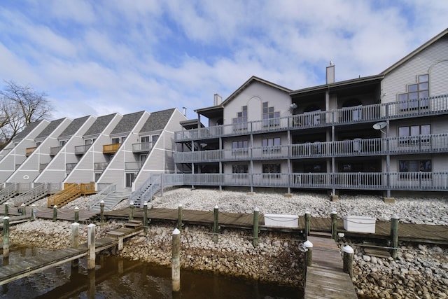 exterior space featuring a water view