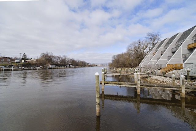 dock area featuring a water view