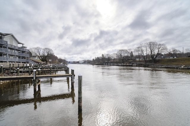 view of dock featuring a water view