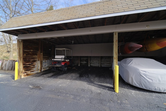 view of covered parking lot