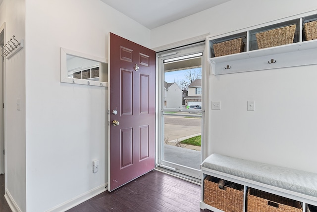 8079 Wildwood Ln, White Lake, MI 48386 - mudroom featuring dark wood-type flooring and baseboards