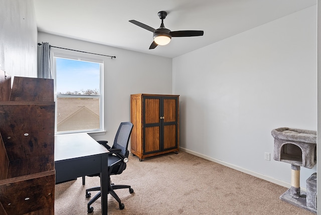8079 Wildwood Ln, White Lake, MI 48386 - carpeted office with a ceiling fan and baseboards