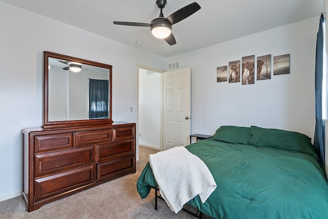 8079 Wildwood Ln, White Lake, MI 48386 - bedroom featuring light colored carpet, ceiling fan, and baseboards