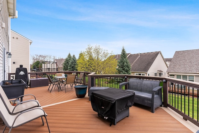 8079 Wildwood Ln, White Lake, MI 48386 - wooden deck with outdoor dining space