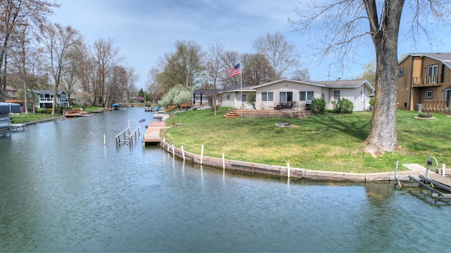 2103 Island Dr, Wayland, MI 49348 - view of dock with a yard and a water view