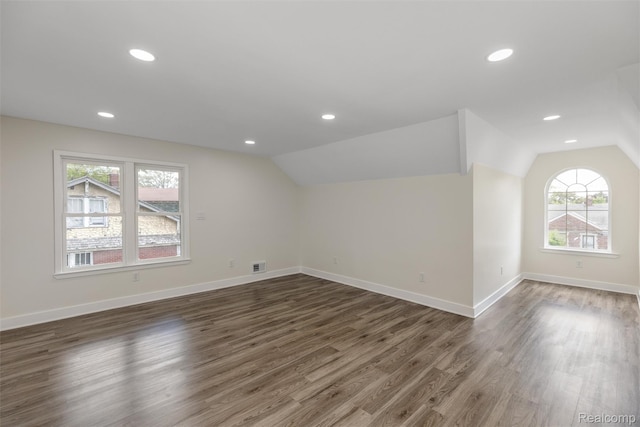 12061 Nashville St, Detroit, MI 48205 - bonus room with vaulted ceiling, dark wood-type flooring, baseboards, and recessed lighting