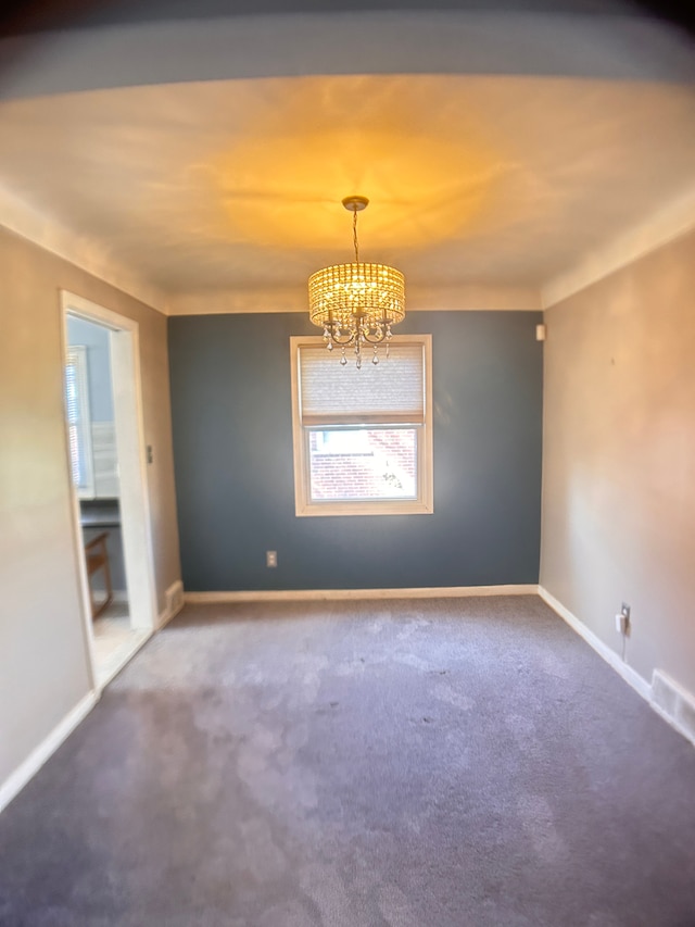13973 Brady, Redford, MI 48239 - carpeted empty room featuring a chandelier and baseboards