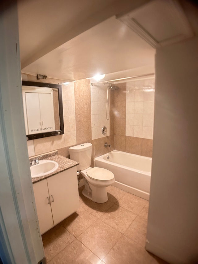 13973 Brady, Redford, MI 48239 - bathroom featuring tub / shower combination, tile patterned flooring, vanity, and toilet