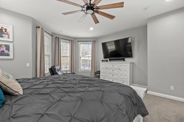 2693 Sanctuary Dr, Stevensville, MI 49127 - carpeted bedroom with recessed lighting, a ceiling fan, and baseboards